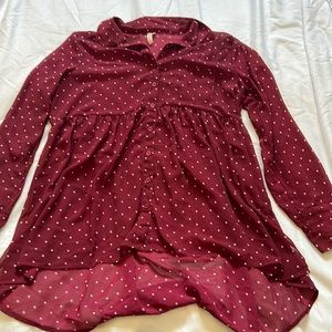 Red Camel Burgundy Polka Dot Shirt